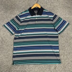 Chaps 76 Golf Polo Shirt Mens 2XL Multicolor Striped Stay Dry Tech Activewear‎